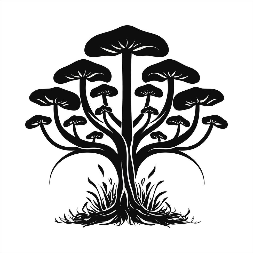 Mushroom silhouette on white background vector