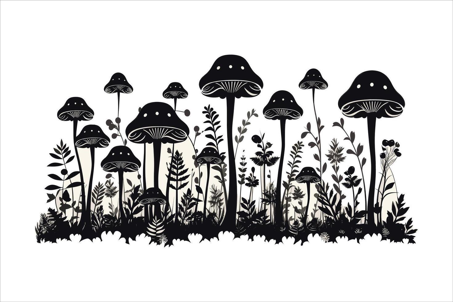 Mushroom silhouette on white background vector