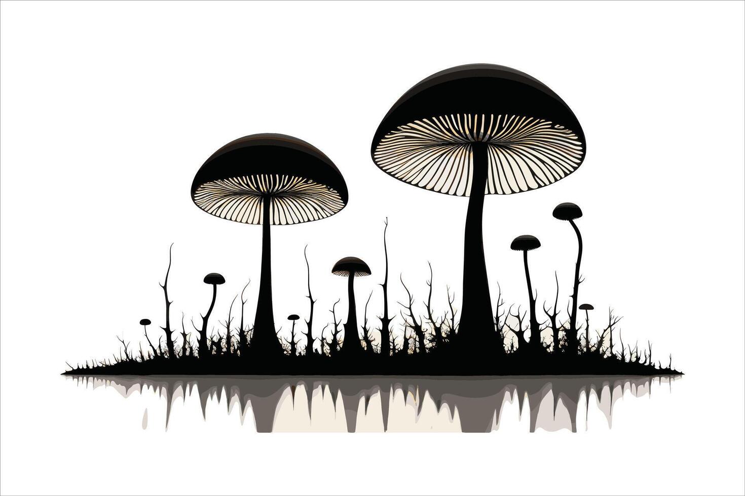 Mushroom silhouette on white background vector
