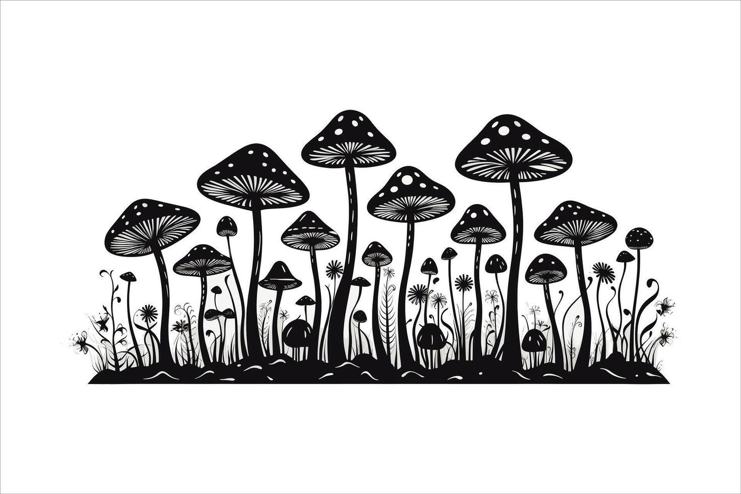 Mushroom silhouette on white background vector