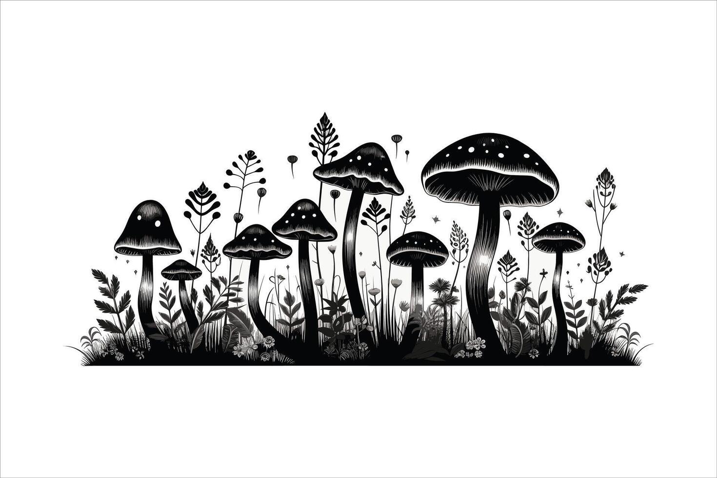 Mushroom silhouette on white background vector