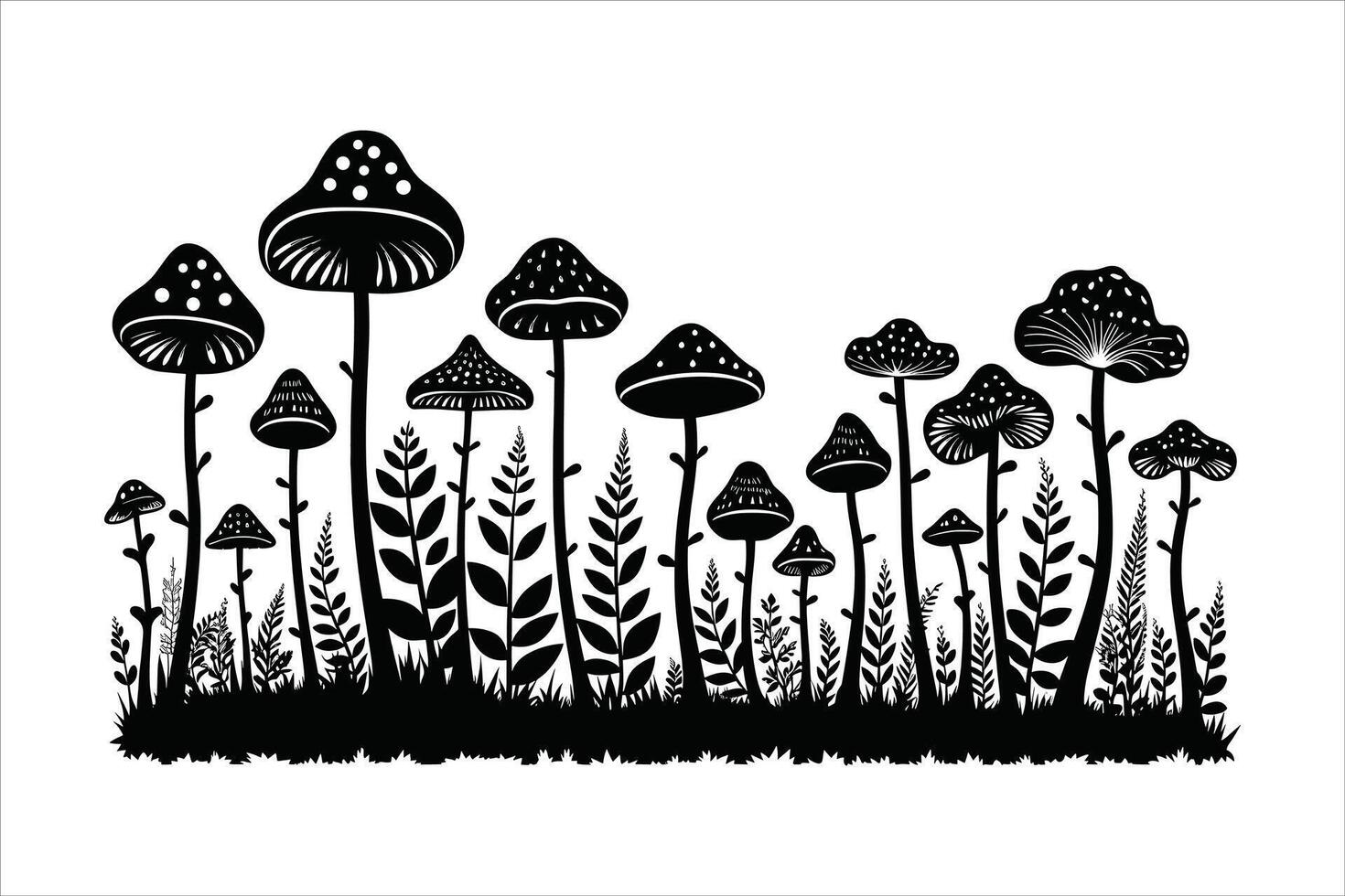 Mushroom silhouette on white background vector