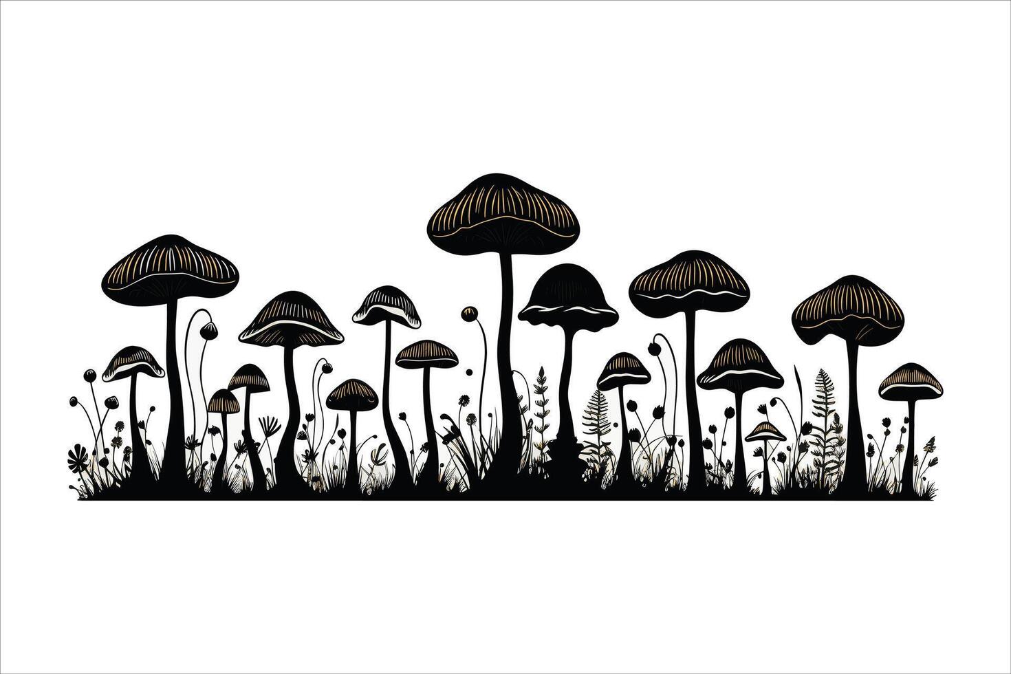 Mushroom silhouette on white background vector