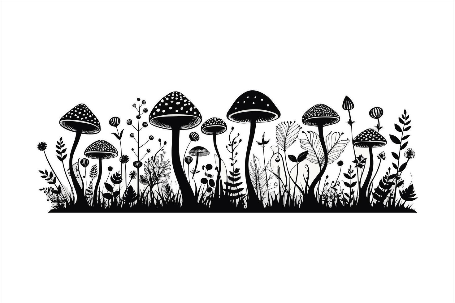 Mushroom silhouette on white background vector