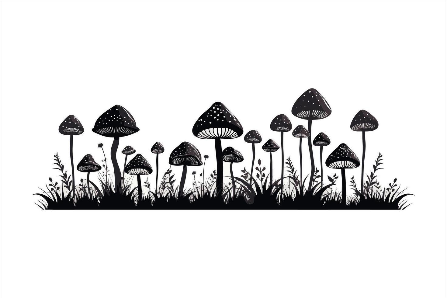 Mushroom silhouette on white background vector