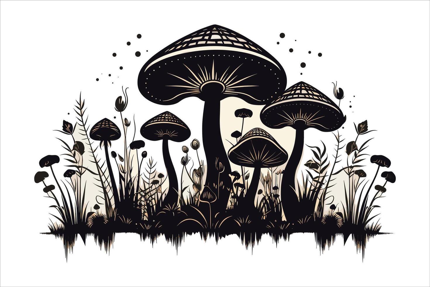 Mushroom silhouette on white background vector