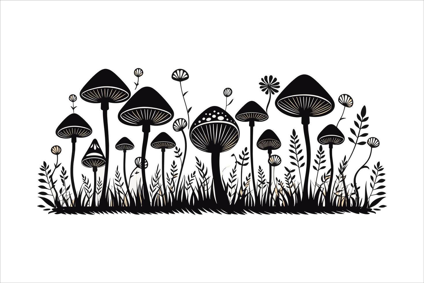 Mushroom silhouette on white background vector
