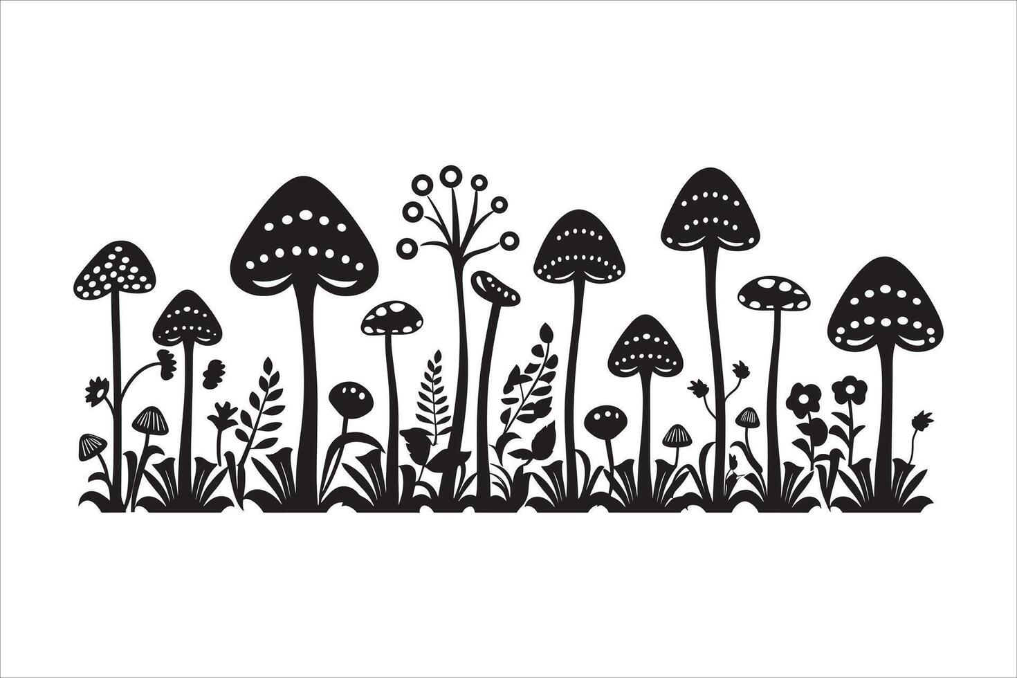 Mushroom silhouette on white background vector