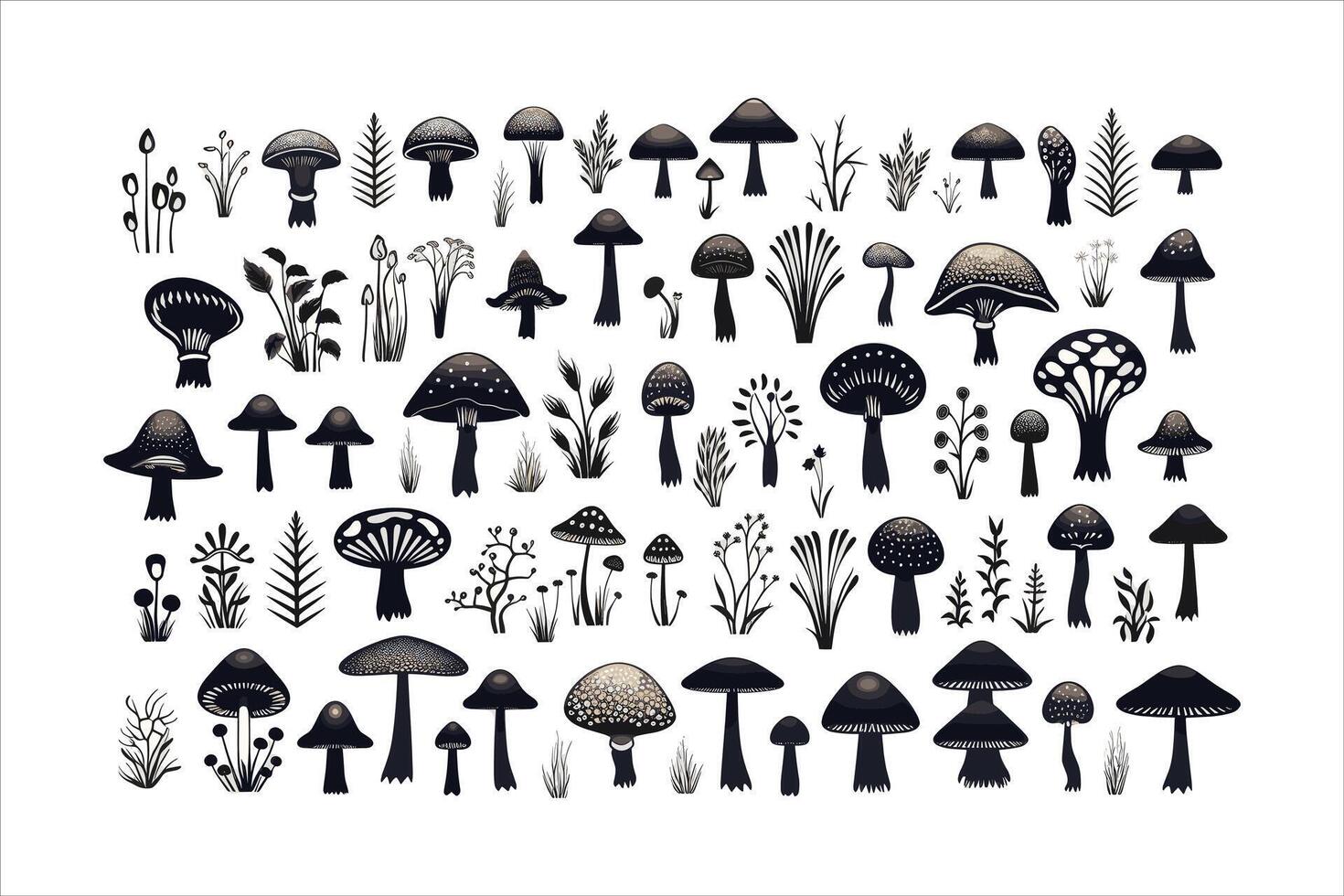 Mushroom silhouette on white background vector