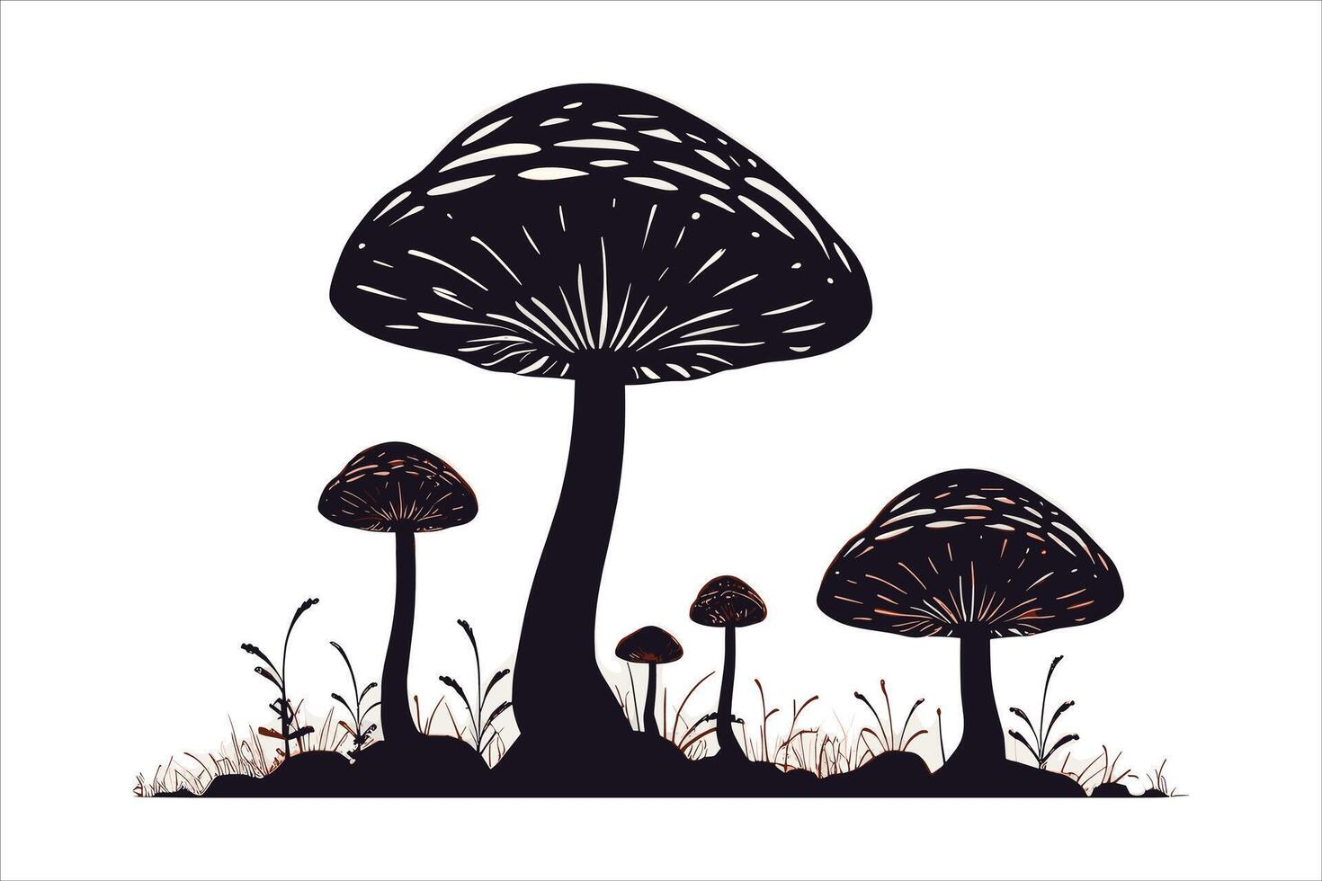 Mushroom silhouette on white background vector