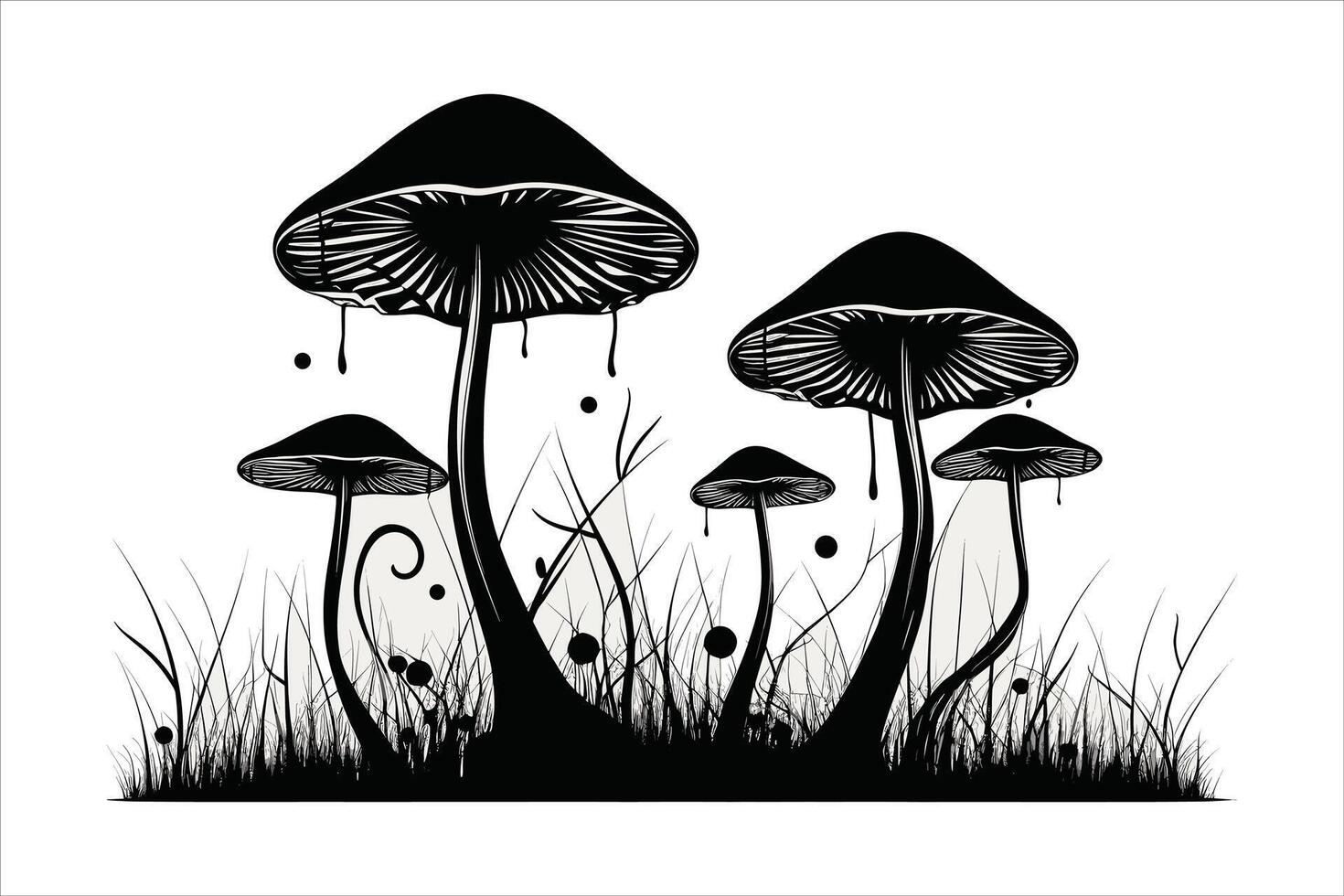 Mushroom silhouette on white background vector