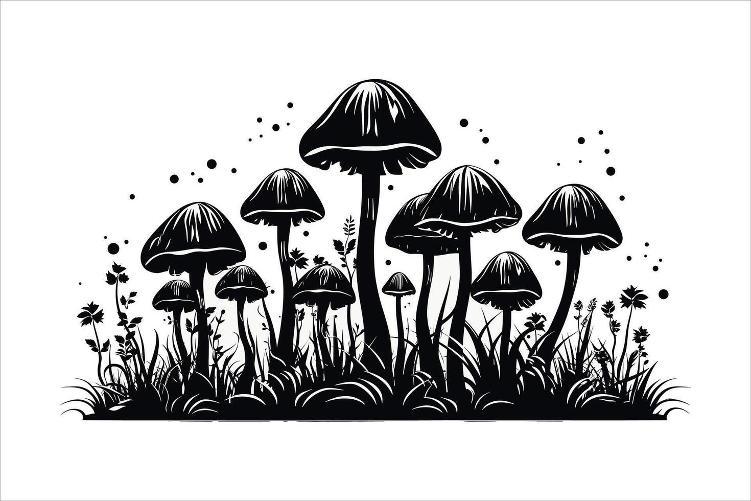 Mushroom silhouette on white background vector