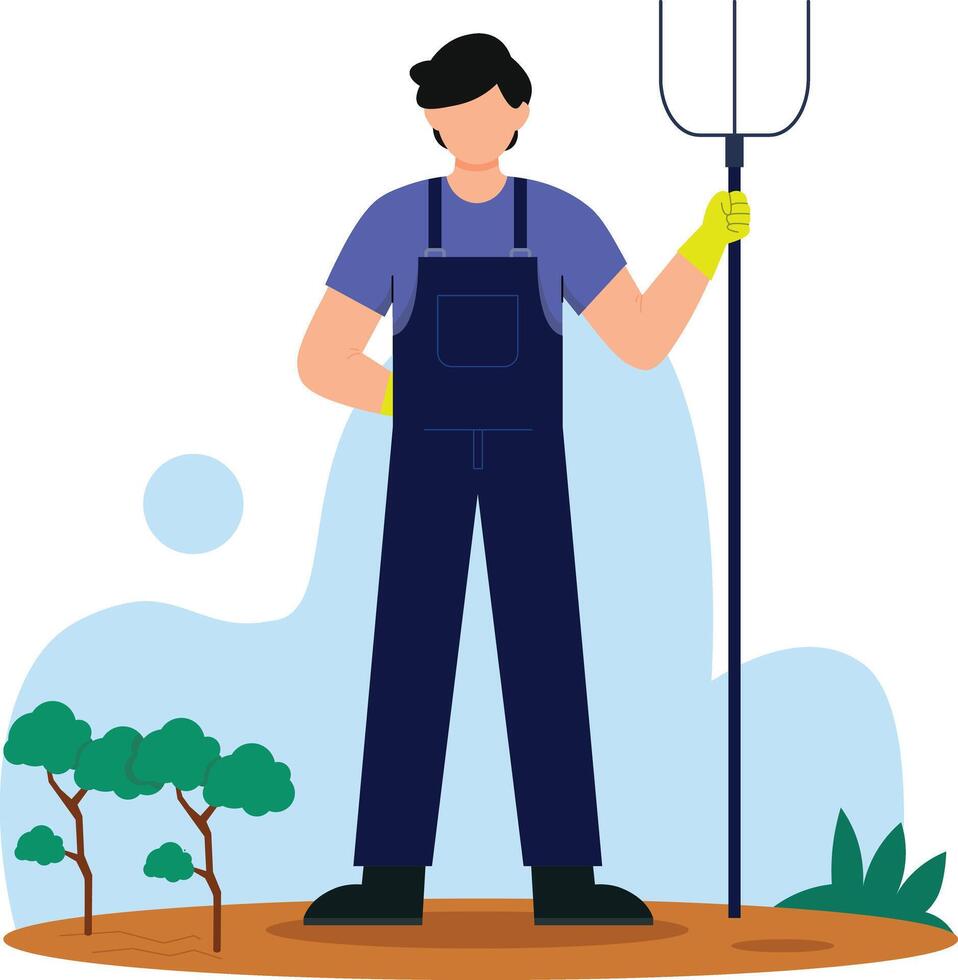 simple flat style design of farmer man vector