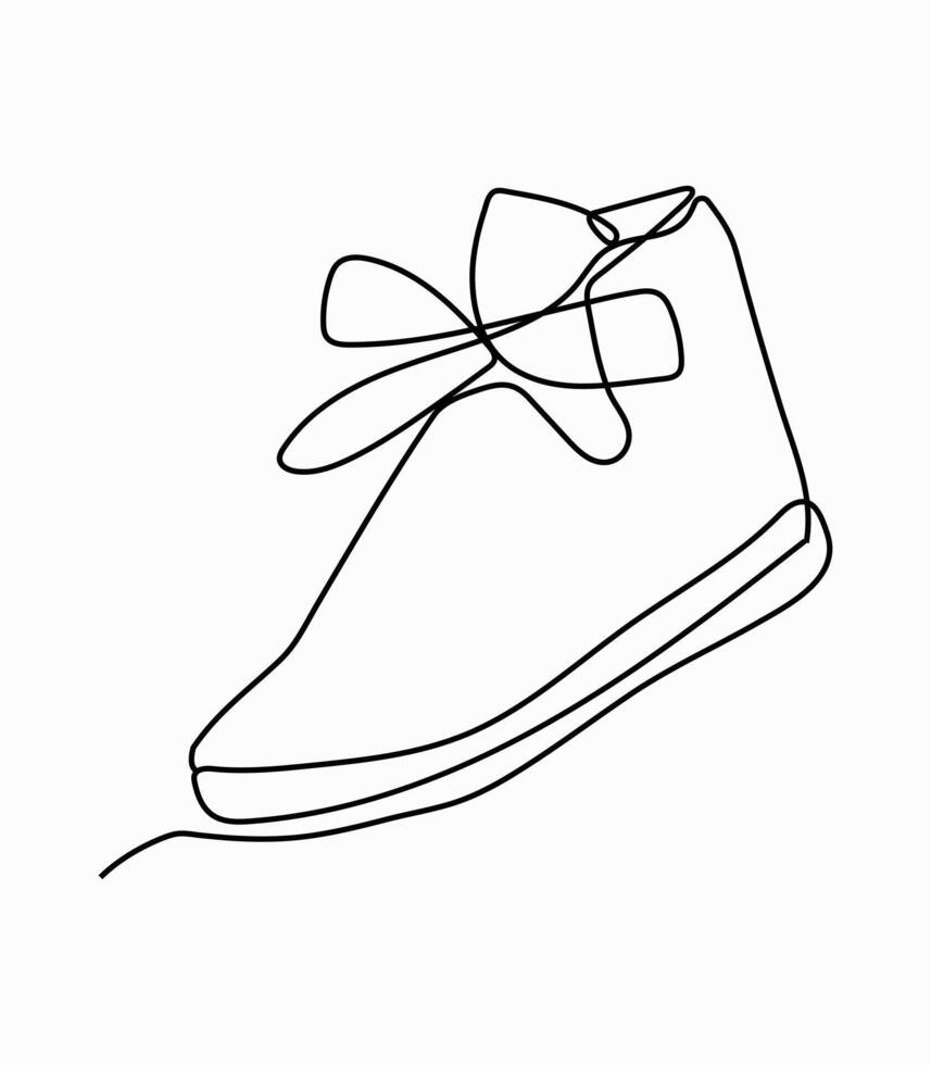 Continuous line art of boot shoe. vector