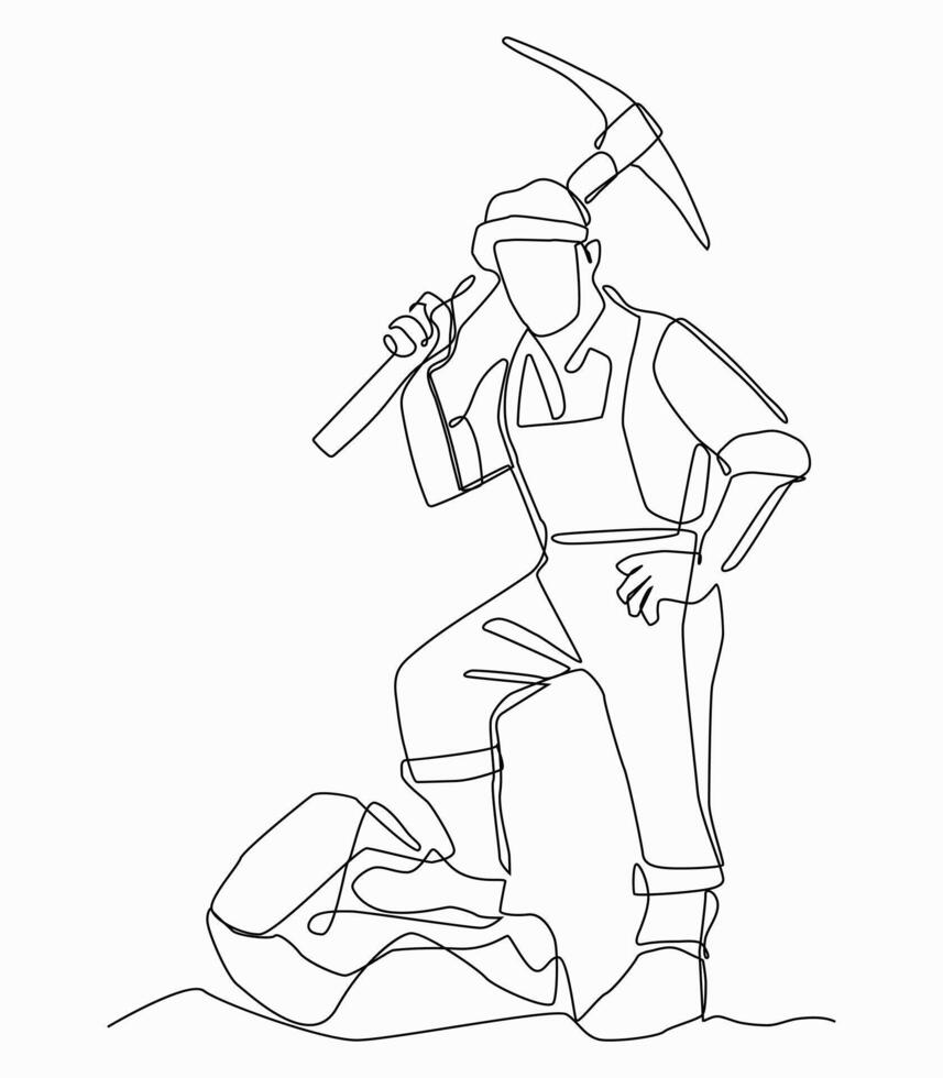 Continuous one line art of a lobour vector