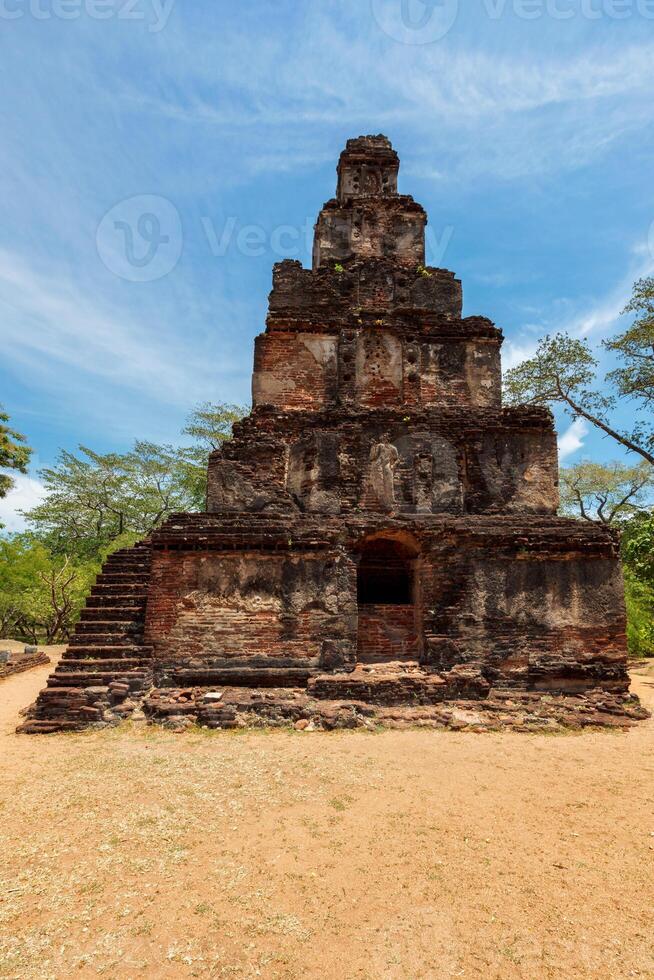 Satmahal Prasada tower 12th century step pyramid in Quadrangle, Polonnaruwa, Sri Lanka photo
