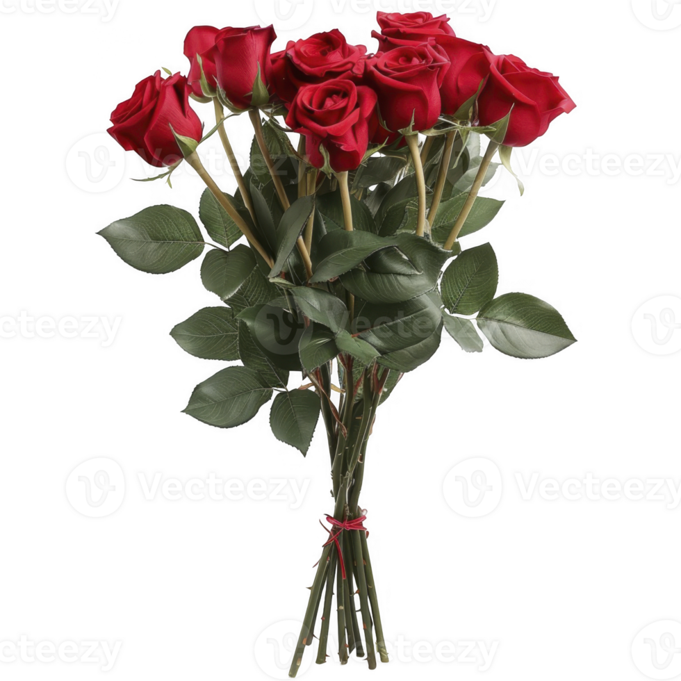Red Roses Bouquet Isolated on Black Background. png