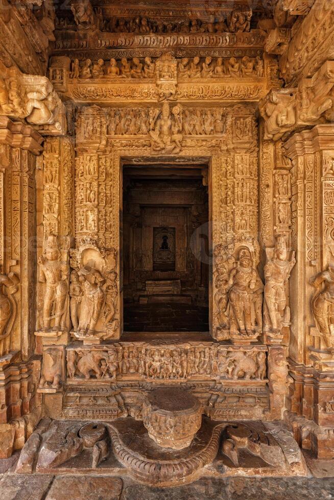 Inner view of Adinath temple, Khajuraho, India photo