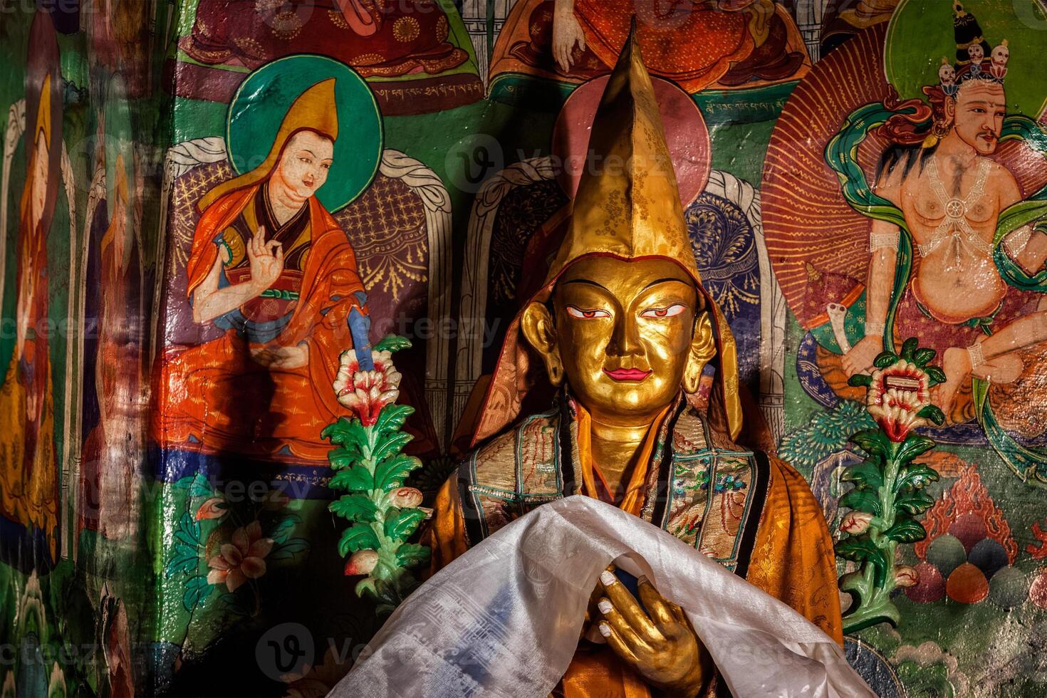 Statue of Je Tsongkhapa, founder of the Gelugpa school in Likir Gompa. Ladakh, India photo