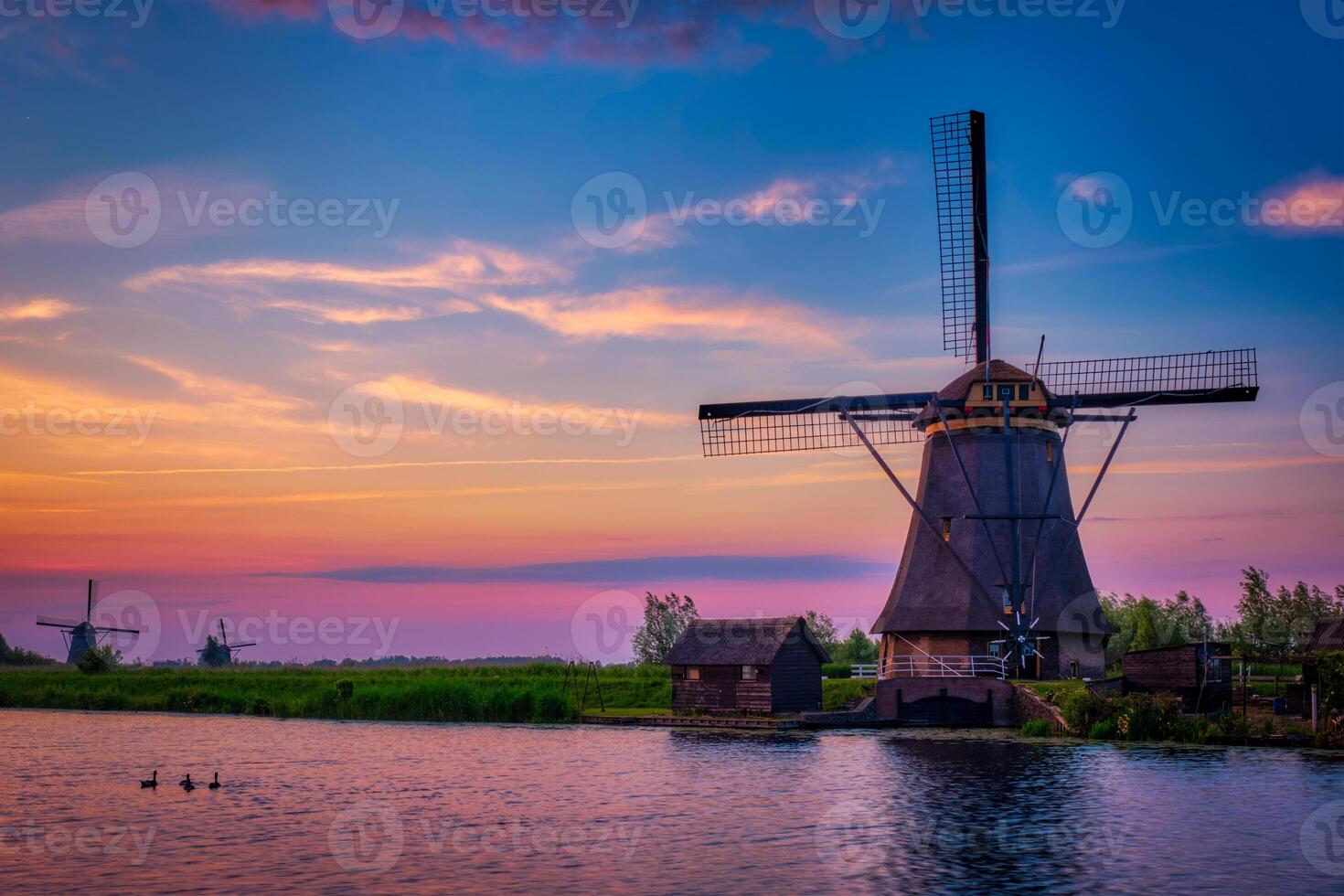 Windmills at Kinderdijk in Holland. Netherlands photo