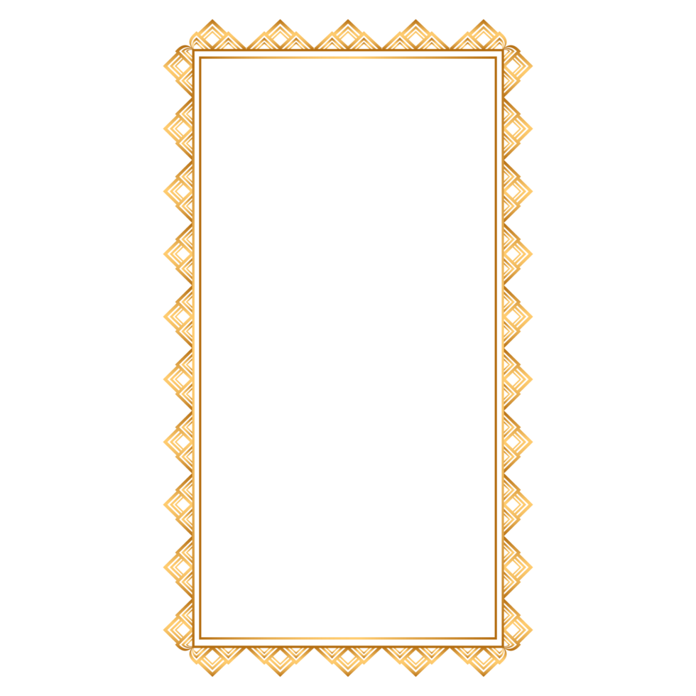 Luxury golden rectangle corner certificate border pattern line photo thai frame islamic wedding invitation background png