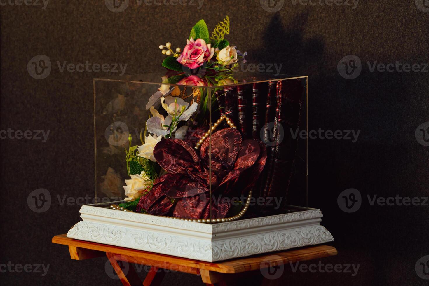 Wedding gift box given by the groom to the bride in Indonesian culture which contains various kinds of daily necessities that are decorated beautifully and attractively photo