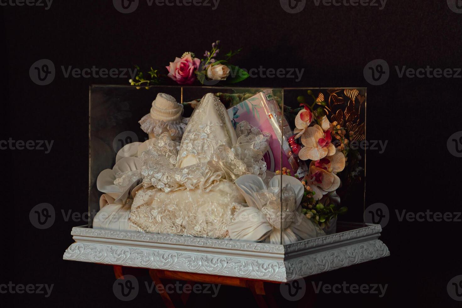 Wedding gift box given by the groom to the bride in Indonesian culture which contains various kinds of daily necessities that are decorated beautifully and attractively photo