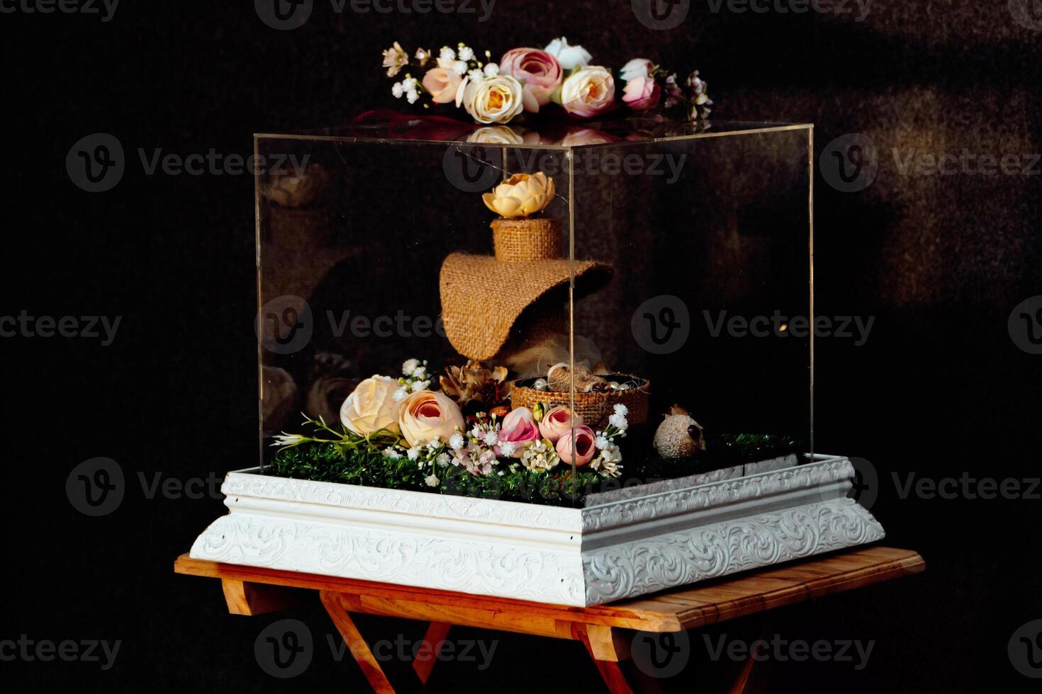 Wedding gift box given by the groom to the bride in Indonesian culture which contains various kinds of daily necessities that are decorated beautifully and attractively photo