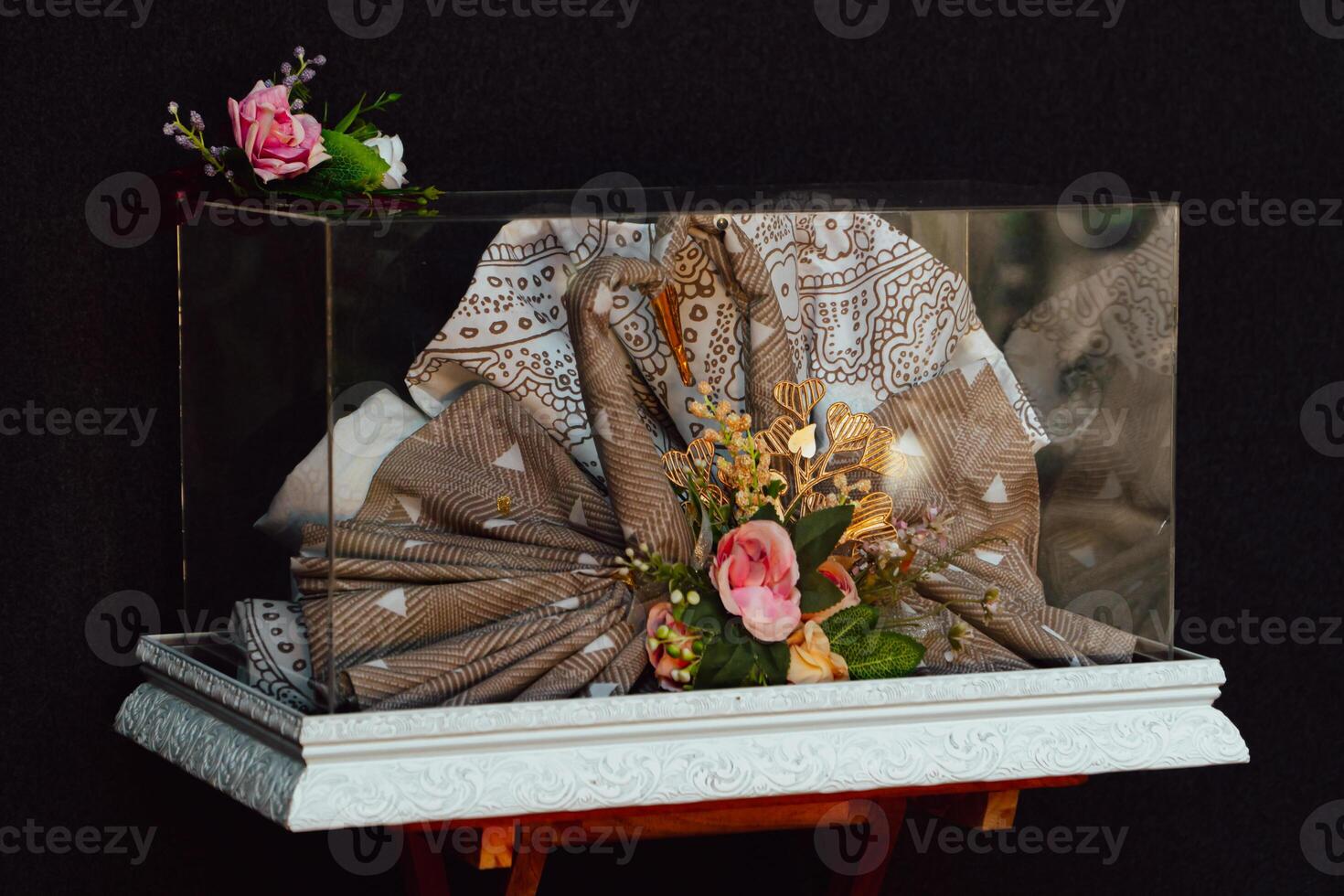 Wedding gift box given by the groom to the bride in Indonesian culture which contains various kinds of daily necessities that are decorated beautifully and attractively photo