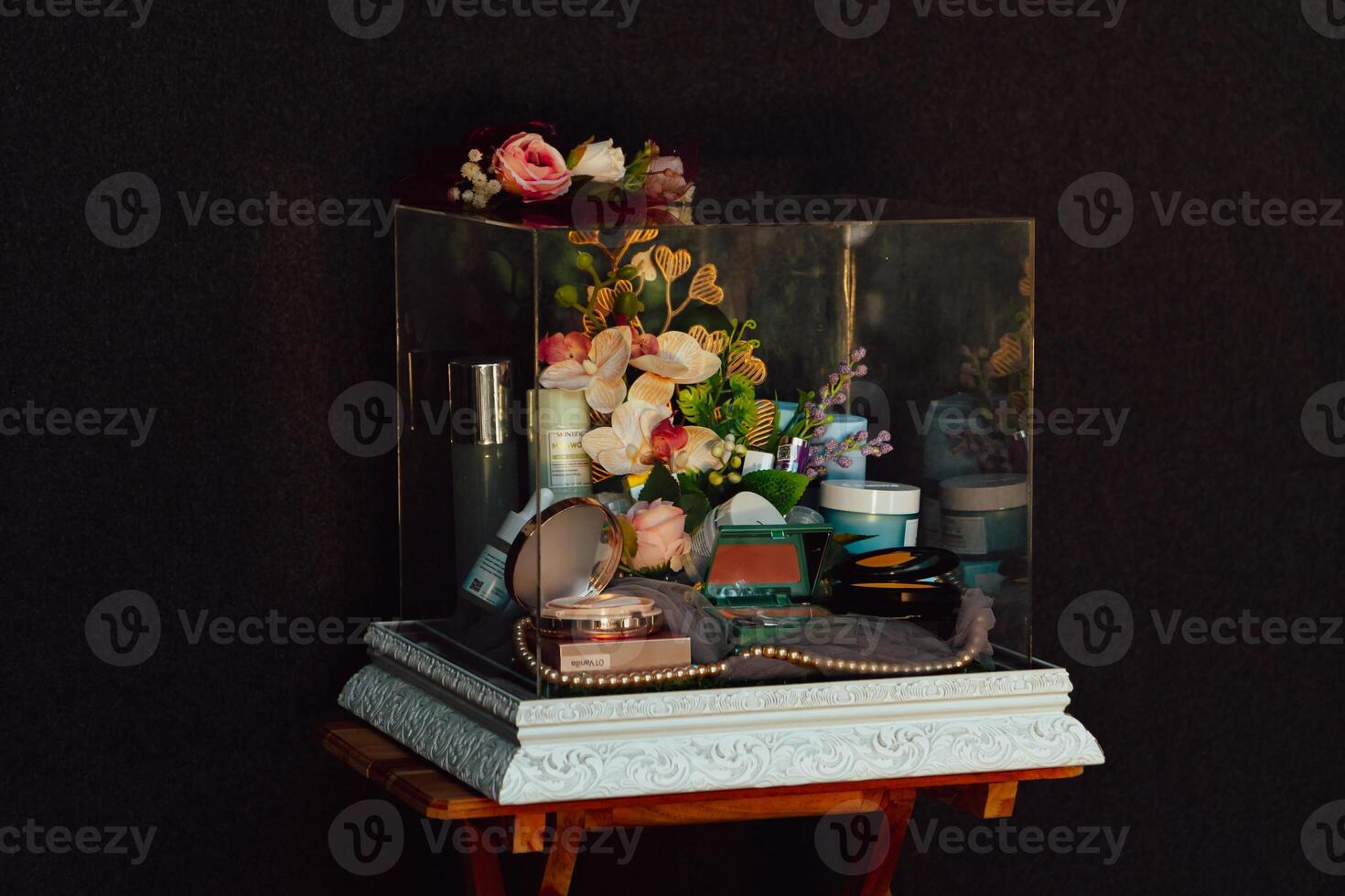Wedding gift box given by the groom to the bride in Indonesian culture which contains various kinds of daily necessities that are decorated beautifully and attractively photo