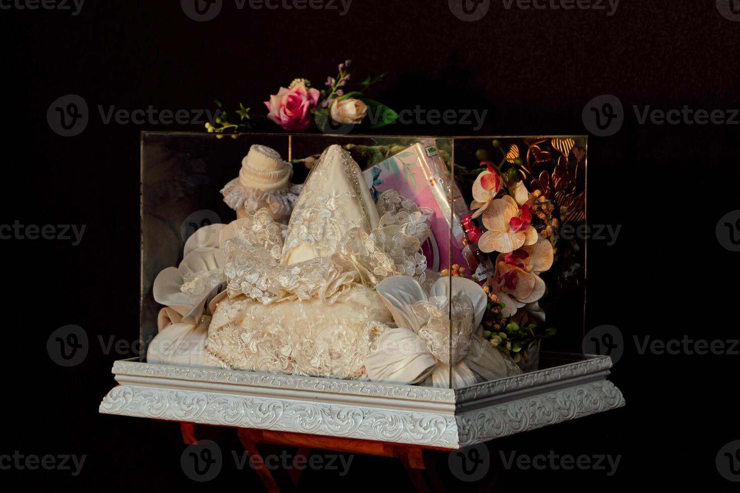 Wedding gift box given by the groom to the bride in Indonesian culture which contains various kinds of daily necessities that are decorated beautifully and attractively photo