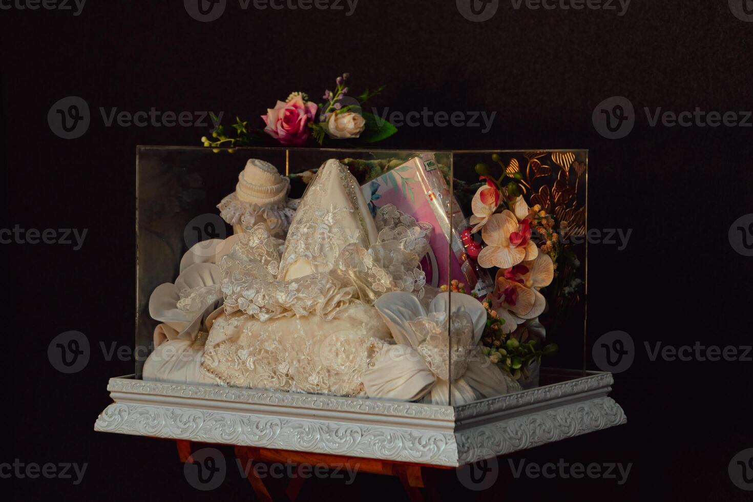 Wedding gift box given by the groom to the bride in Indonesian culture which contains various kinds of daily necessities that are decorated beautifully and attractively photo