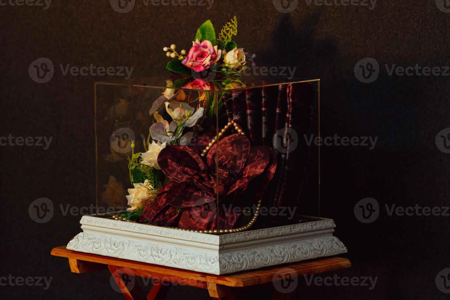 Wedding gift box given by the groom to the bride in Indonesian culture which contains various kinds of daily necessities that are decorated beautifully and attractively photo