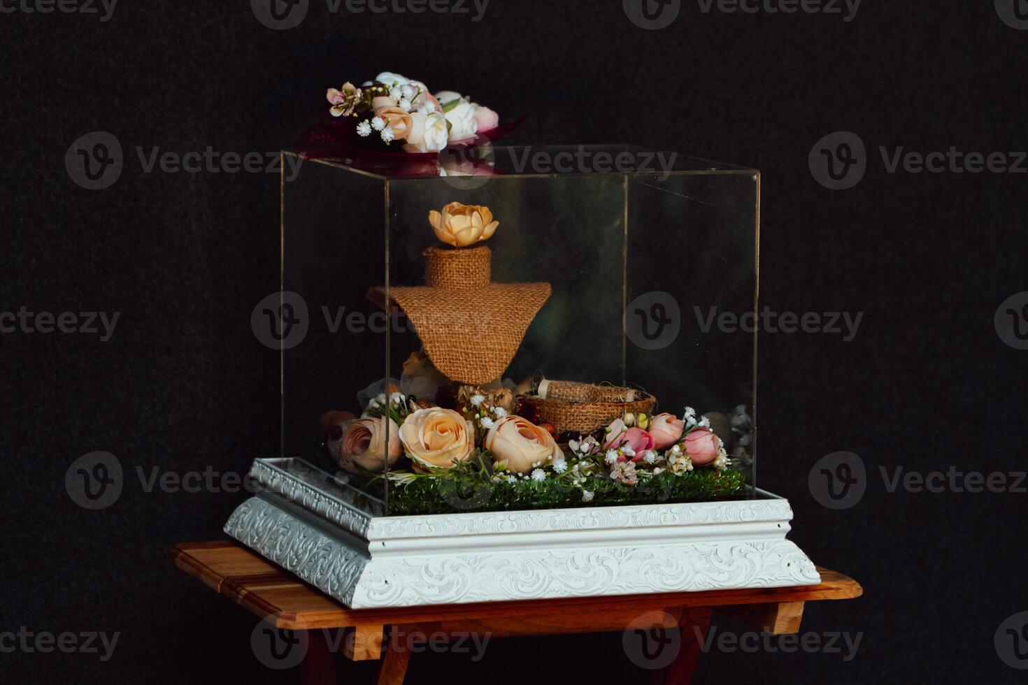 Wedding gift box given by the groom to the bride in Indonesian culture which contains various kinds of daily necessities that are decorated beautifully and attractively photo