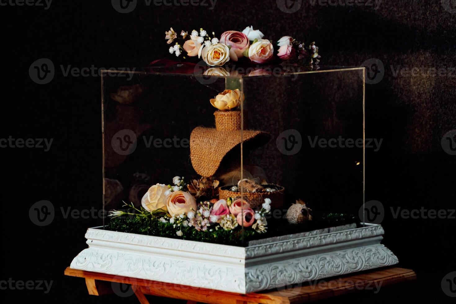 Wedding gift box given by the groom to the bride in Indonesian culture which contains various kinds of daily necessities that are decorated beautifully and attractively photo