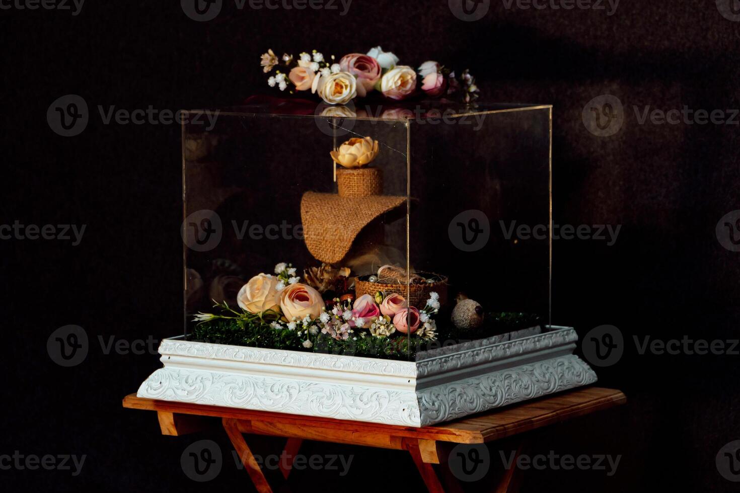 Wedding gift box given by the groom to the bride in Indonesian culture which contains various kinds of daily necessities that are decorated beautifully and attractively photo