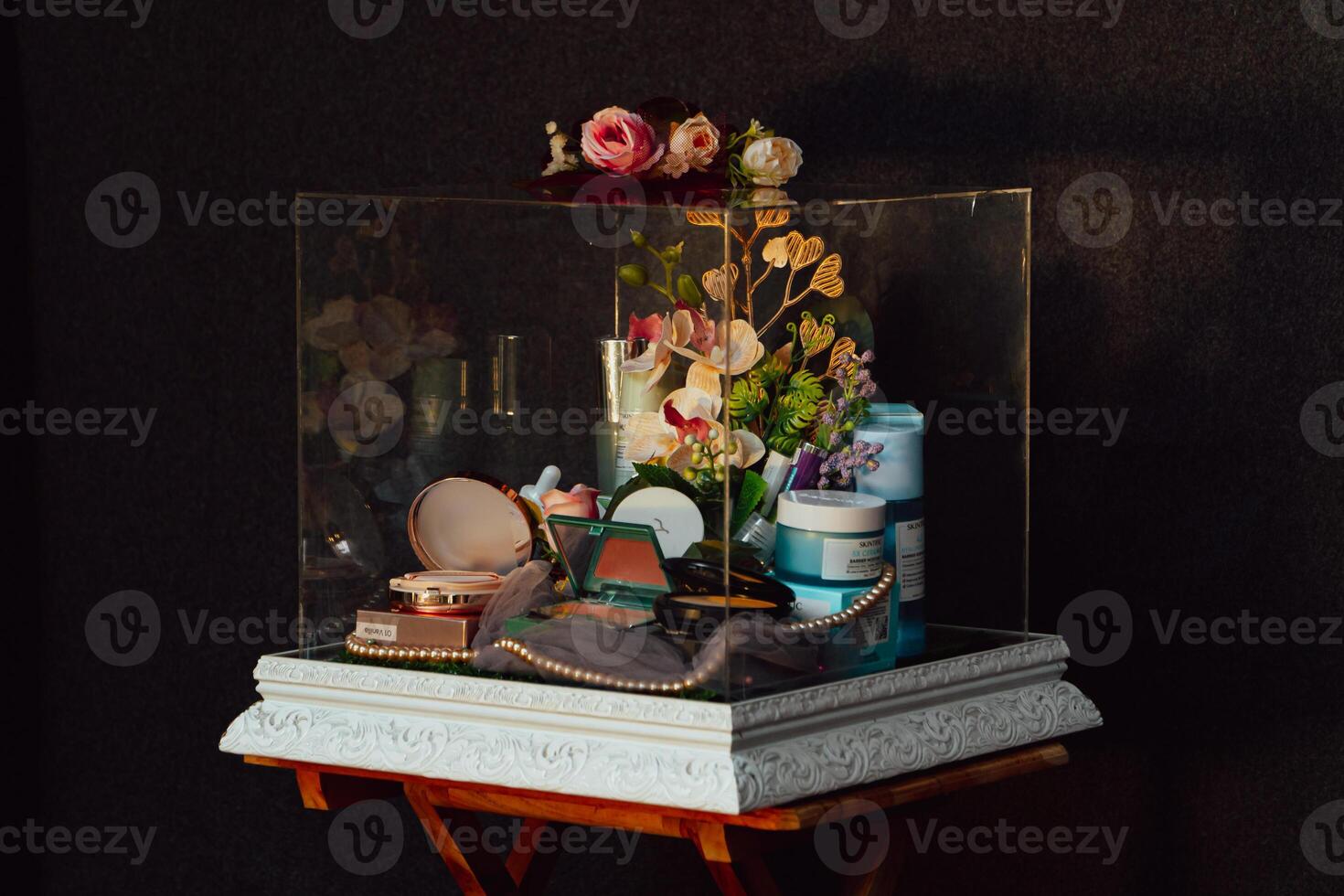 Wedding gift box given by the groom to the bride in Indonesian culture which contains various kinds of daily necessities that are decorated beautifully and attractively photo
