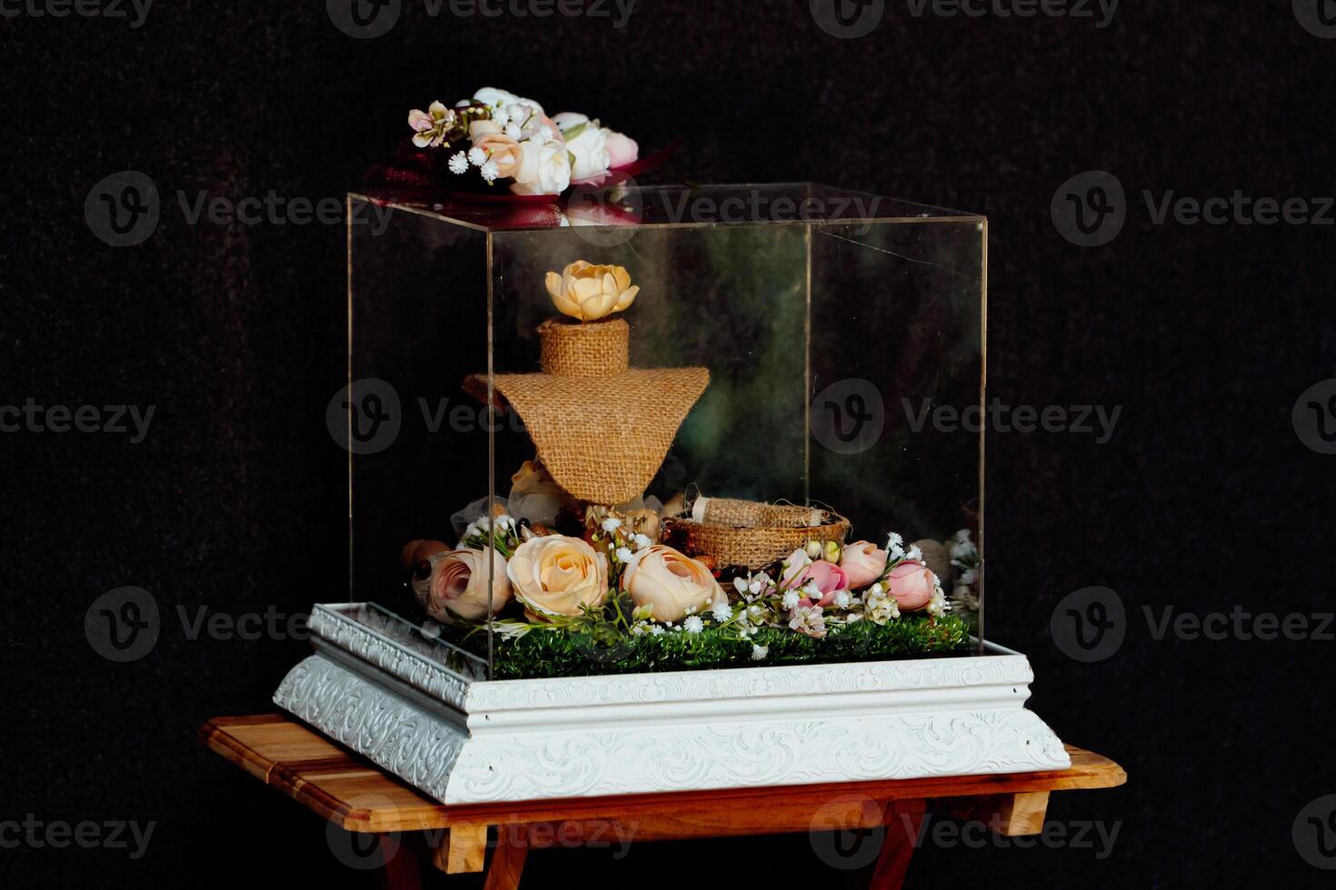 Wedding gift box given by the groom to the bride in Indonesian culture which contains various kinds of daily necessities that are decorated beautifully and attractively photo