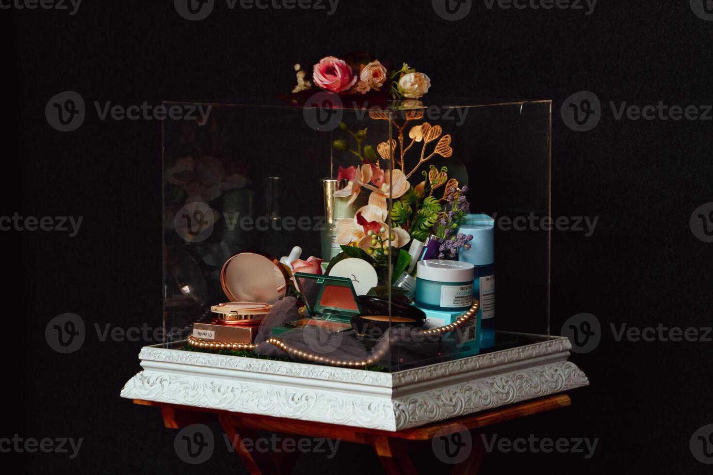 Wedding gift box given by the groom to the bride in Indonesian culture which contains various kinds of daily necessities that are decorated beautifully and attractively photo