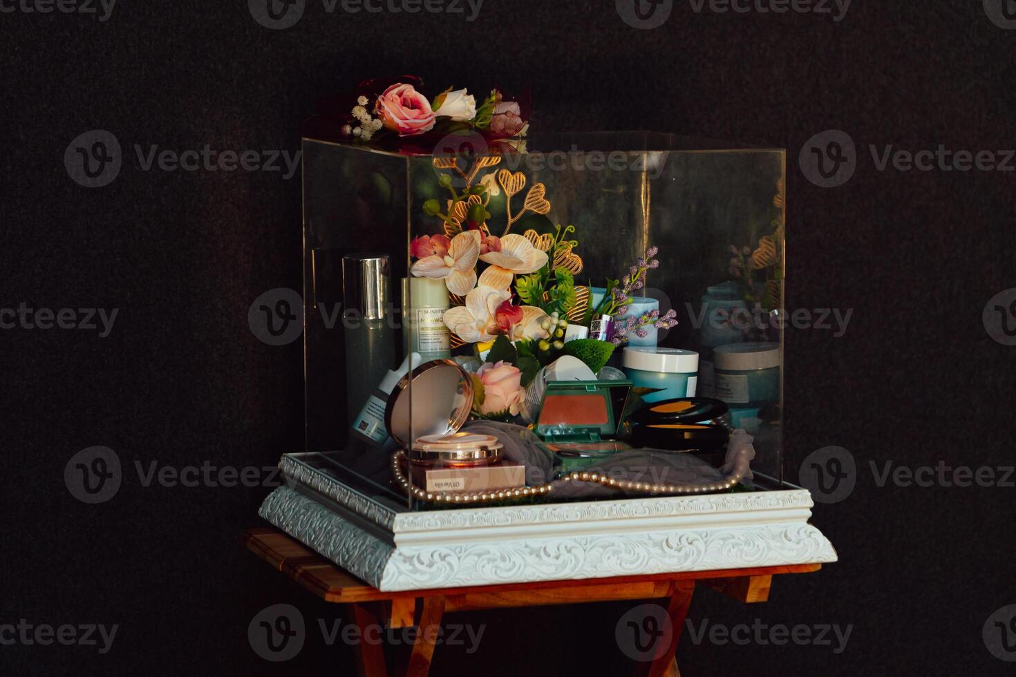 Wedding gift box given by the groom to the bride in Indonesian culture which contains various kinds of daily necessities that are decorated beautifully and attractively photo
