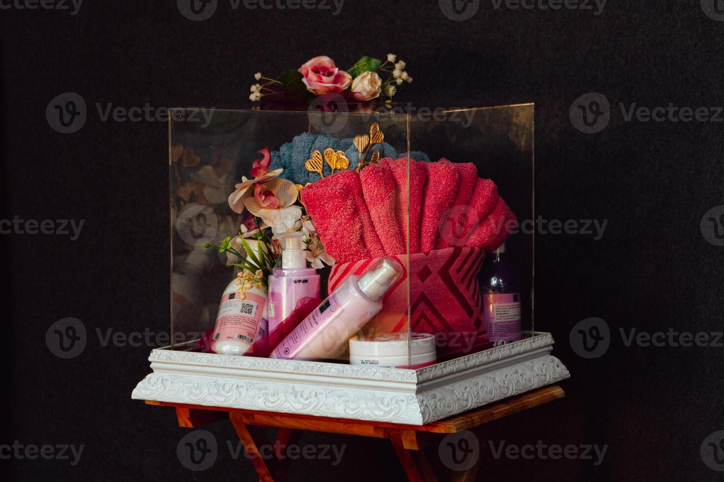 Wedding gift box given by the groom to the bride in Indonesian culture which contains various kinds of daily necessities that are decorated beautifully and attractively photo