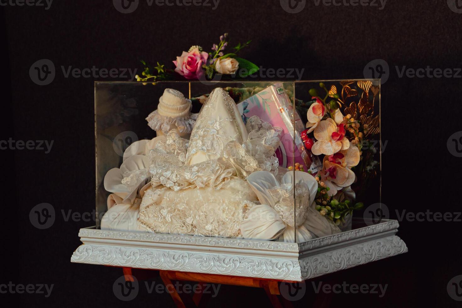 Wedding gift box given by the groom to the bride in Indonesian culture which contains various kinds of daily necessities that are decorated beautifully and attractively photo