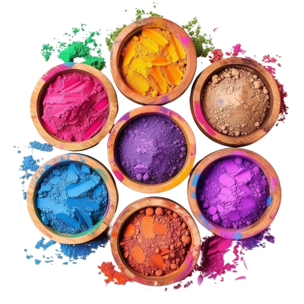 Colorful Powder In Bowls On A Transparent Background. png