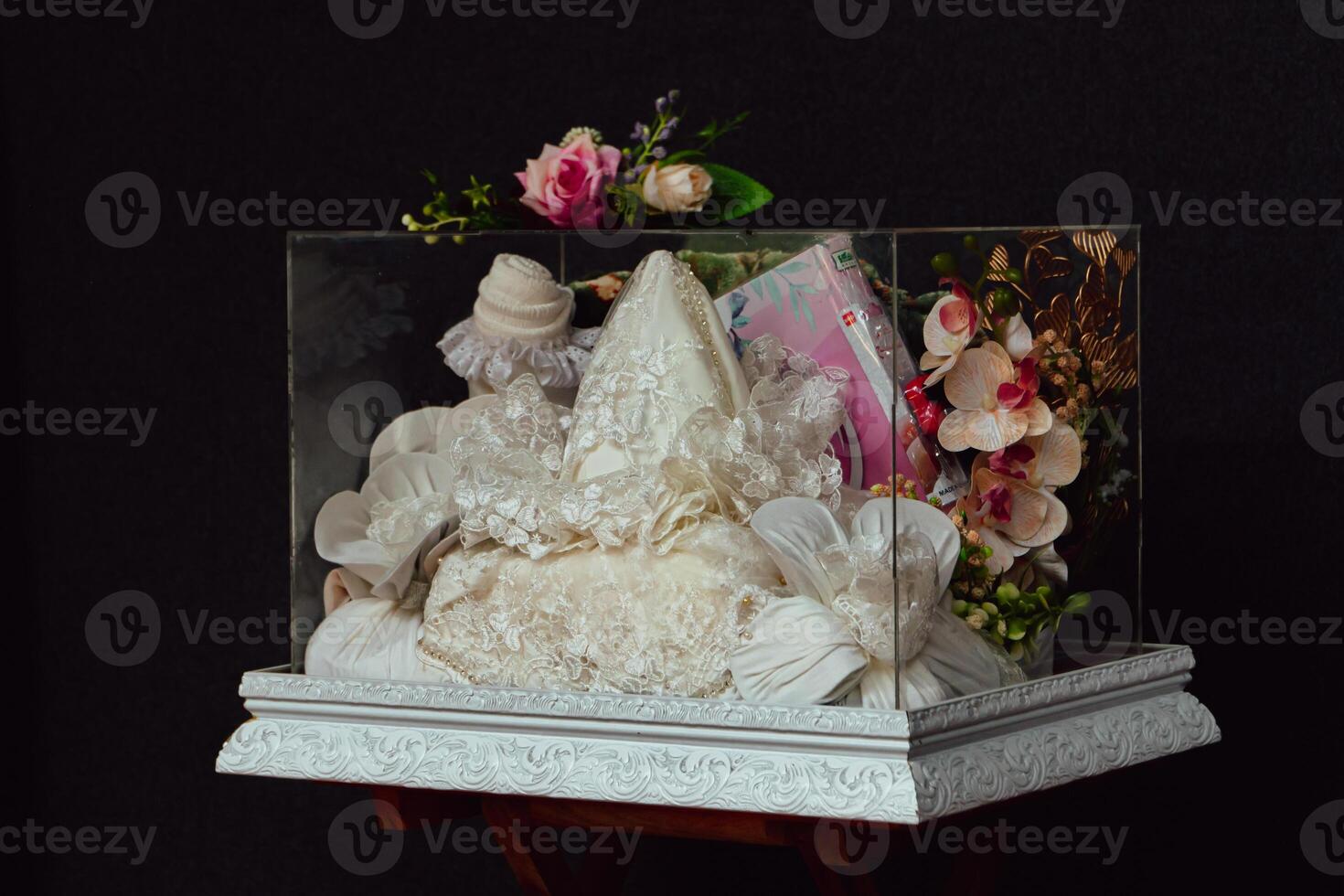 Wedding gift box given by the groom to the bride in Indonesian culture which contains various kinds of daily necessities that are decorated beautifully and attractively photo