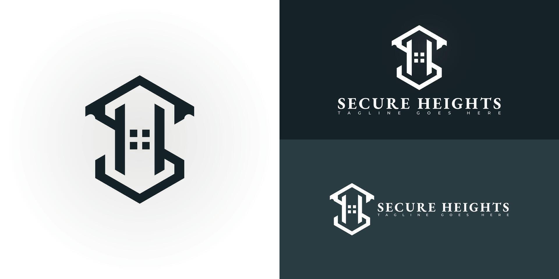 Abstract hexagon initial letter SH or HS in green color isolated on multiple background colors. The logo is suitable for real estate services consulting logo design inspiration templates. vector