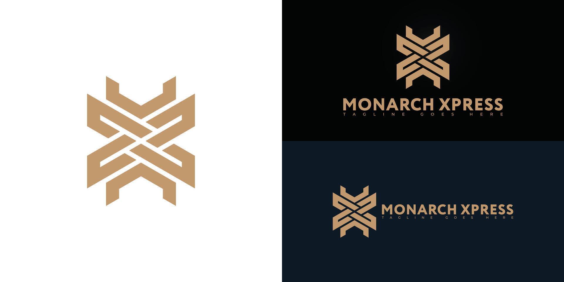 Abstract initial hexagon letter MX or XM logo in gold color isolated on multiple background colors. The logo is suitable for architecture firm logo design inspiration templates. vector