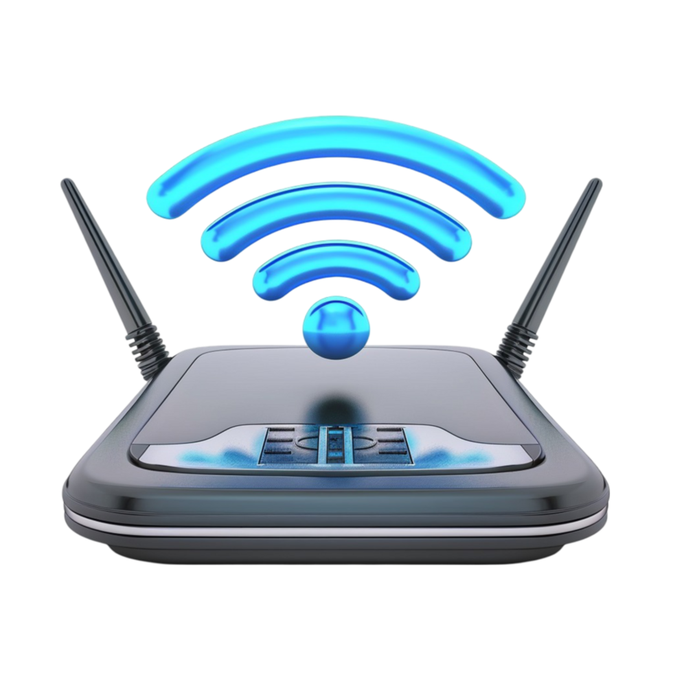 3D Wireless Router Icon Isolated on Transparent background AI-Generative png