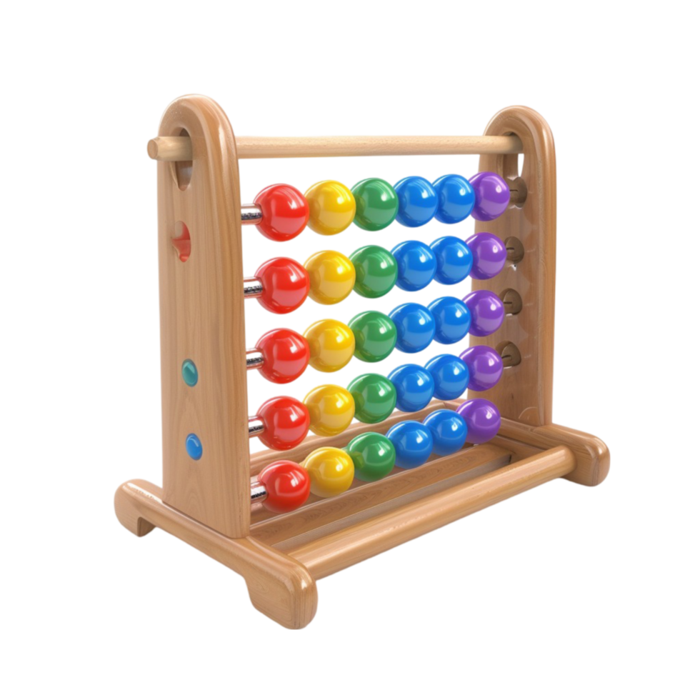 Abacus Toy with Colorful Balls on Wooden Stand on Transparent background AI-Generative png