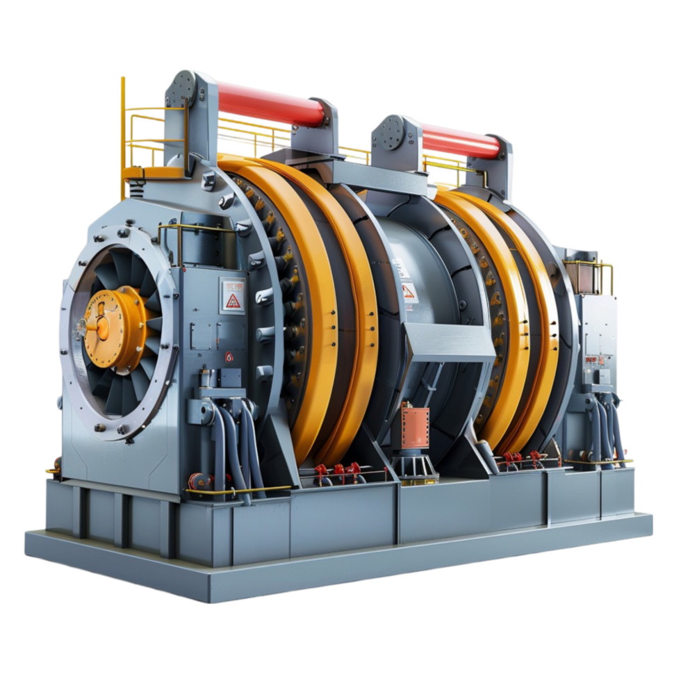 Large Industrial Machine with Two Large Wheels on Transparent background AI-Generative png