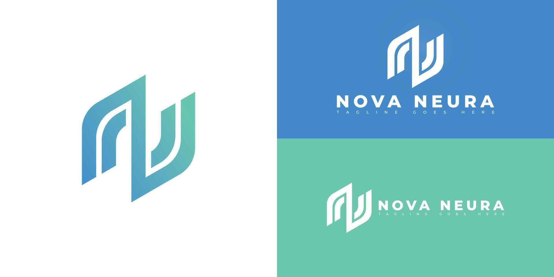 Abstract initial letter N or NN in green-blue color isolated on multiple background colors. The logo is suitable for AI app security startup logo design inspiration templates. vector